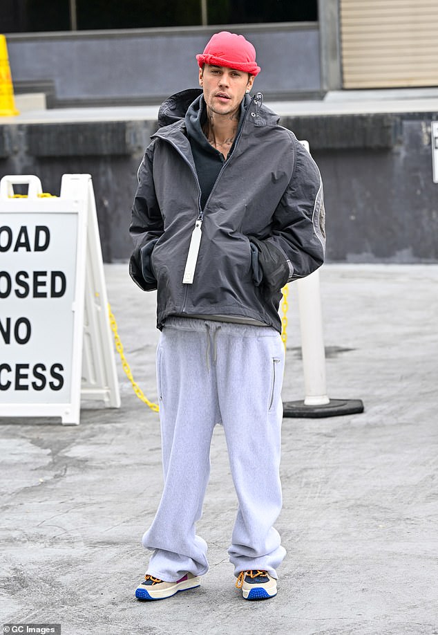 Justin Bieber shared a series of clips on Instagram Stories Sunday indicating he’s having a difficult time amid rumored marital issues with wife Hailey. Pictured in LA April 15