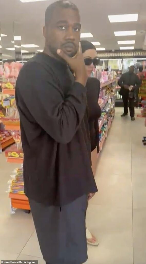 Kanye West, 48, and his wife Bianca Censori, 30, stunned tourists by visiting a gift shop in Magaluf this week