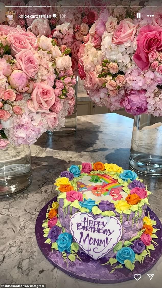 Khloe was gifted to a beautiful Care Bear themed birthday cake