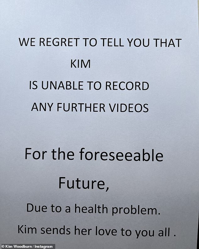 In recent weeks, Kim had cancelled her work commitments due to health concerns, confirming she would no longer be offering Cameo videos in a statement on Instagram on March 2