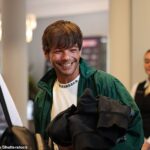 Louis Tomlinson and Sam Thompson have come face to face for the first time at Soccer Aid training on Thursday - Louis is dating Sam's ex Zara McDermott