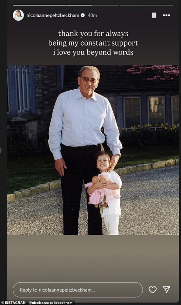 Nicola Peltz has posted a gushing tribute to her dad Nelson on social media as she marked Father's Day on Sunday