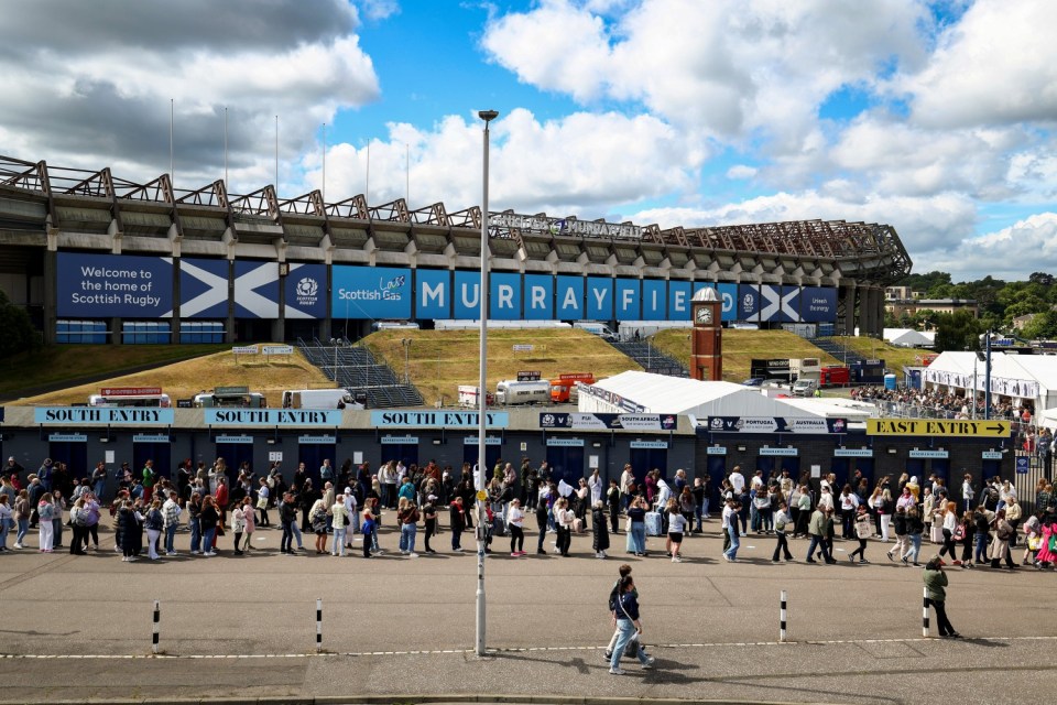 EDINBURGH, SCOTLAND - JUNE 06: Taylor Swift fans queue outside Murrayfield stadium ahead of tomorrow nights concert on June 06, 2024 in Edinburgh, Scotland. Taylor Swift's Eras World Tour plays 15 dates across Scotland, Wales and England this June and August. Her fans, known as Swiftys, had made the superstar $200 million in Eras merchandise sales as of November 2023. (Photo by Jeff J Mitchell/Getty Images)