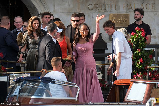 Oprah Winfrey flaunted her toned curves at the wedding of the year on Friday in Venice, Italy where she attended the nuptials of billionaire Jeff Bezos and Lauren Sanchez