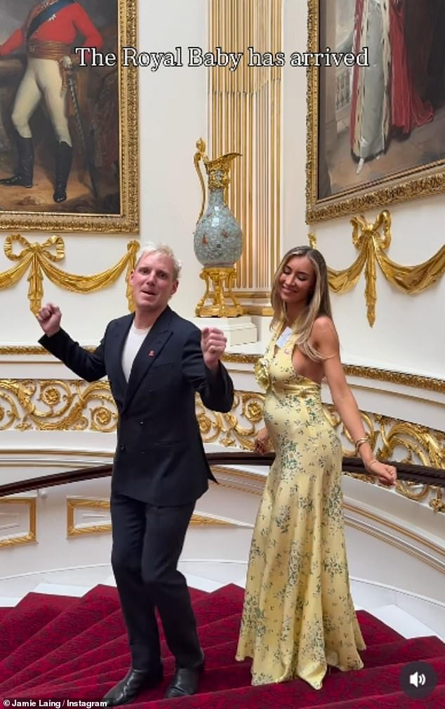 Pregnant Sophie Habboo and Jamie Laing poked  fun at THAT cringe Meghan and Harry dance in an eyebrow-raising Instagram post filmed inside Buckingham Palace on Wednesday