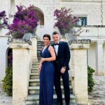 Rebekah Vardy has jetted off to France in style for her pal's lavish wedding - as she foots the £4m costs bill for her ill-fated Wagatha Christie libel case (pictured Rebekah and husband Jamie last year)
