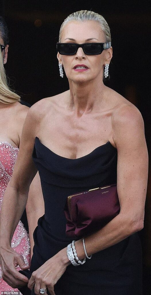 Sarah Murdoch was dressed to impress as she celebrated Jeff Bezos and Lauren Sanchez's wedding in Italy over the weekend