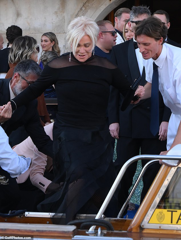Deborra-Lee Furness was all smiles on Saturday as she celebrated the union between Lauren Sanchez and Jeff Bezos