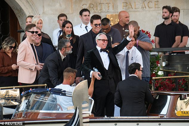 She boarded a water taxi to head to the island of San Giorgio Maggiore for the lavish nuptials, rubbing shoulders with the likes of Tom Brady and Tommy Hilfiger