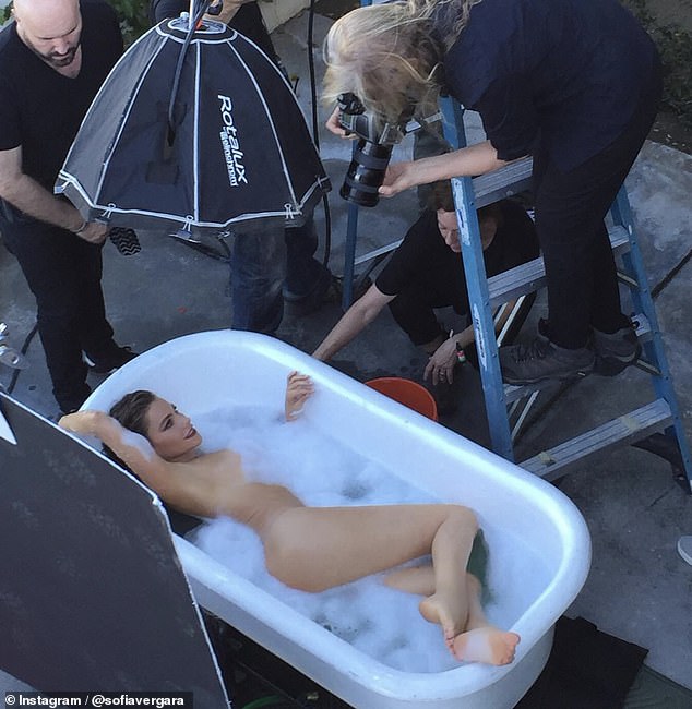 Sofia Vergara, 52, shared a naked picture of herself posing in a bubble bath from a past Dolce & Gabbana Vanity Fair photoshoot on Instagram on Friday