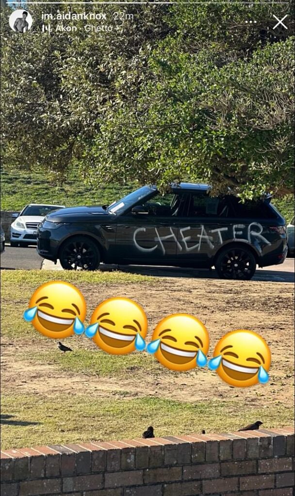 Sydney's Eastern Suburbs was rocked by a cheating scandal over the weekend after a black luxury Range Rover was vandalised with the word 'cheater' sprayed boldly across its side in silver paint