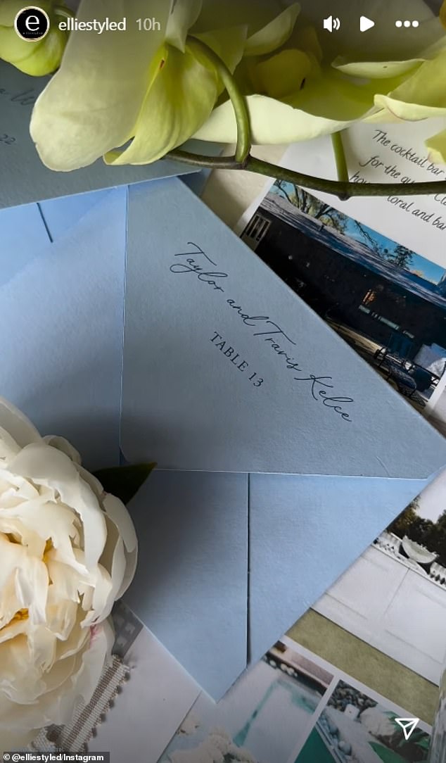 Kmet's event planner, Ellie Nottoli, shared details from the wedding, including a photo of an invitation letter that was addressed to 'Taylor and Travis Kelce'
