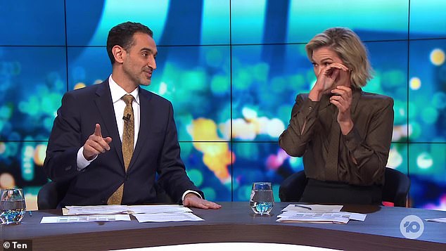 Sarah Harris has broken down as The Project enters its final days after being axed. Pictured alongside Waleed Aly