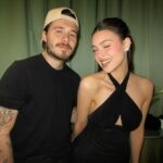 Another day and another olive branch from David Beckham is snubbed by his increasingly absent son Brooklyn (pictured here with wife Nicola Peltz Beckham).