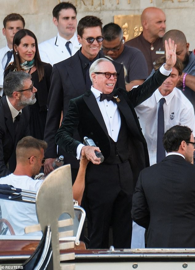 Tommy Hilfiger nearly took a tumble during Jeff Bezos and Lauren Sanchez's wedding extravaganza in Venice on Friday