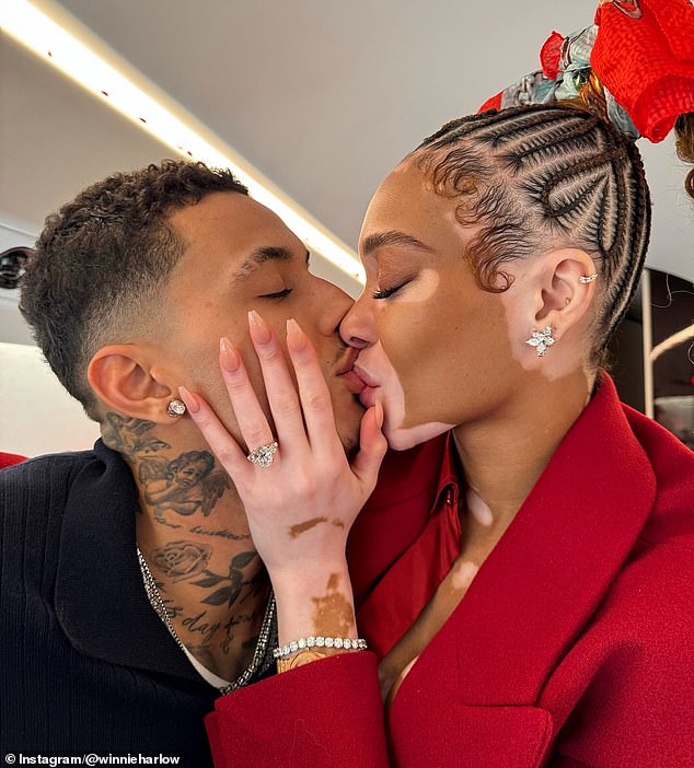 Her appearance comes just a few months after the America's Next Top Model revealed she is set to walk down the aisle with fiancé Kyle, 29 (pictured)