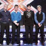 The X Factor star David Heath, 39, has welcomed his second child; pictured with his band Eton Road L-R David, Daniel Morris, Anthony Hannah and James Edwards