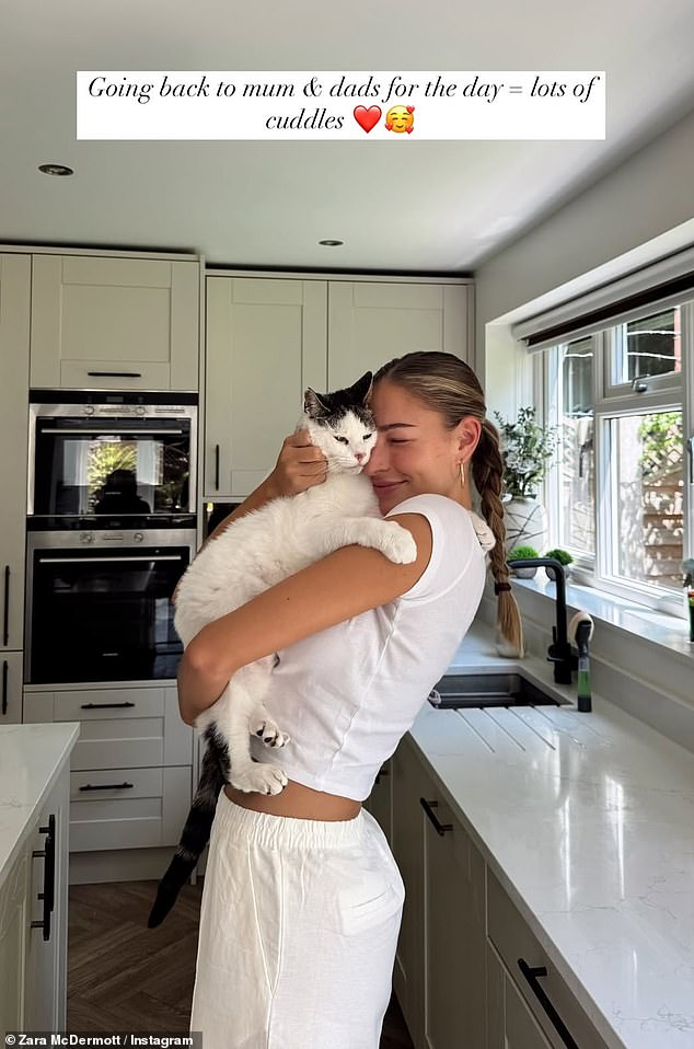 Zara McDermott swerved the Soccer Aid drama on Friday and visited her parents house instead