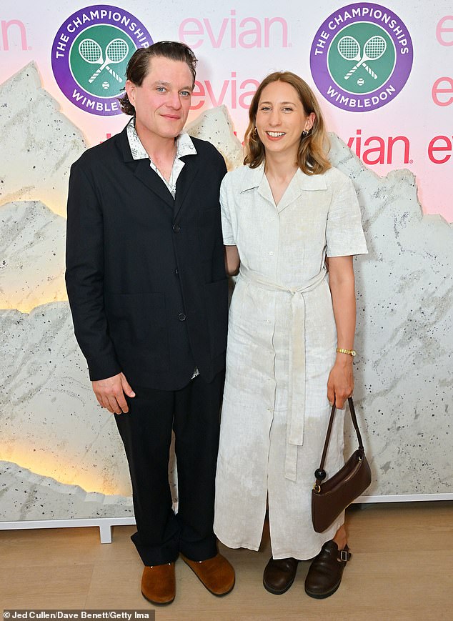 The actor, 46, was attending Wimbledon day two in south London with his chic wife Celina Bassili
