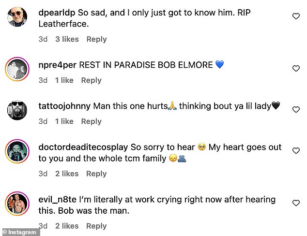 Fans paid tribute in the comments section writing: 'Oh no......What a terrible loss. I'm so sorry to see him go, but I know he's in good company'