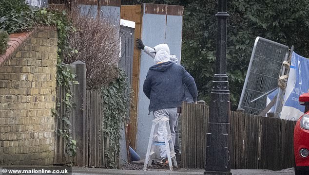 New pictures show workmen starting work at the front of the five bedroom home which Liam moved into five years ago