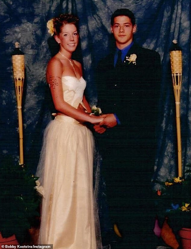 In the throwback image taken 25 years ago, a teenage Katherine looked radiant in a strapless cream prom dress as she held hands with a dapper-looking Bobby