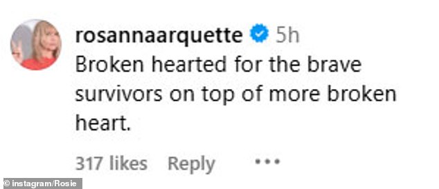 A number of Rosie's friends and followers, such as Rosanna Arquette, chimed in to express their agreement with her sentiments