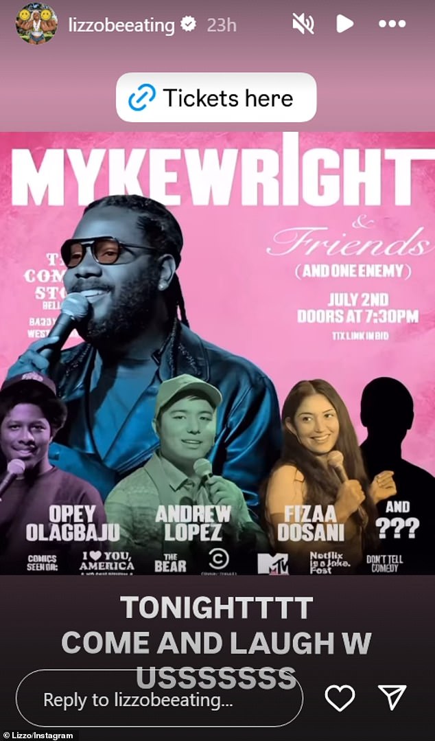 The pair's date night took place at the Comedy Store in West Hollywood, where Wright - a musician and comedian - hosted a show.