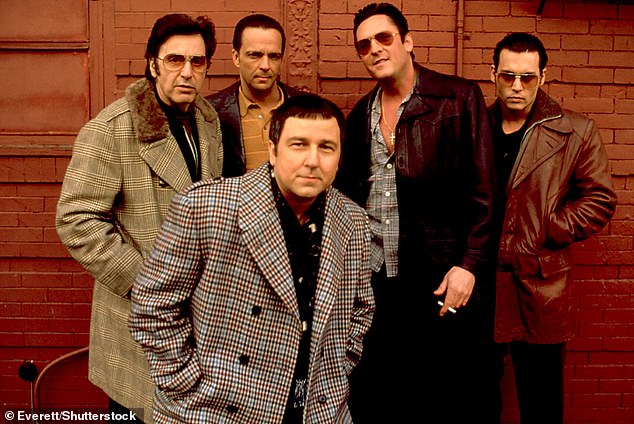 Madsen is also known for his starring role in 1997 film Donnie Brasco - pictured with Al Pacino, James Russo, Bruno Kirby Jr and Johnny Depp,