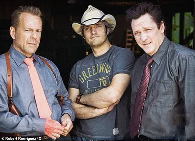 Robert Rodriguez, who directed Madsen in the 2005 thriller Sin City, shared an evocative photo of them on the set with one of the film's other stars, Bruce Willis