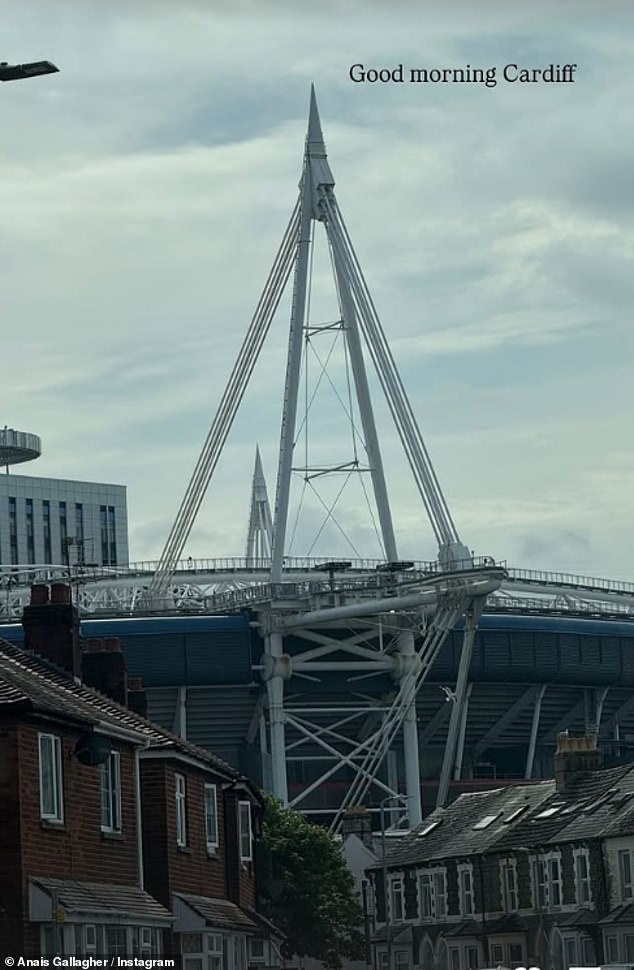 Earlier in the day, she also shared a photograph of the Principality Stadium to her Instagram Stories