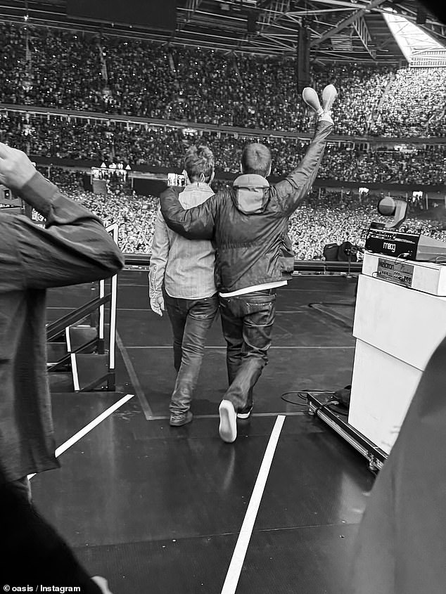Oasis' official Instagram page were quick to post a snap of the duo walking out to the crowd