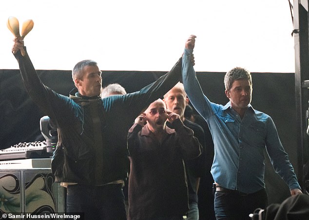 The once-warring Gallagher brothers proved their years-long feud was well and truly behind them as they stepped out on stage hand-in-hand to kick off the show