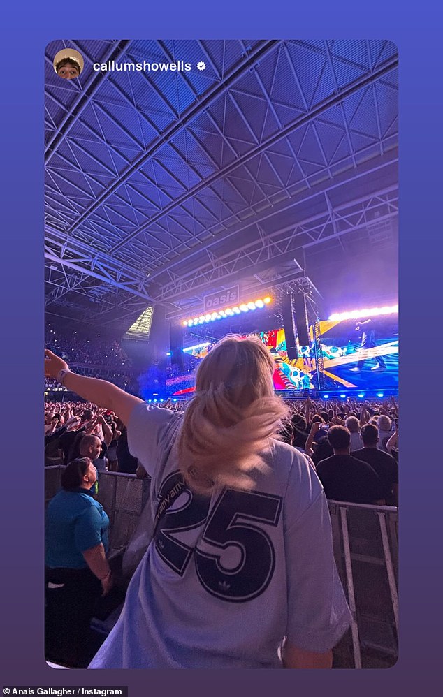 Anais was later pictured throwing her arms in the air as she danced the night away, while her mother and Noel's ex-wife Meg Mathews was also in the crowd