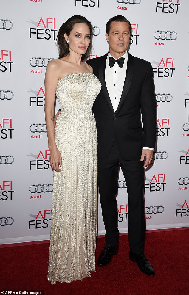 The former power couple began dating after shooting the 2005 film Mr. & Mrs. Smith together, and they tied the knot years later in 2014; pictured 2015