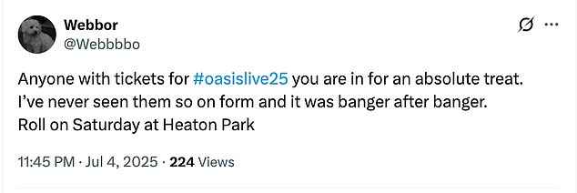 And as history was made with Noel Gallagher , 58, and brother Liam Gallagher , 52, appearing on stage together for the first time in over a decade, fans couldn't contain their love and excitement