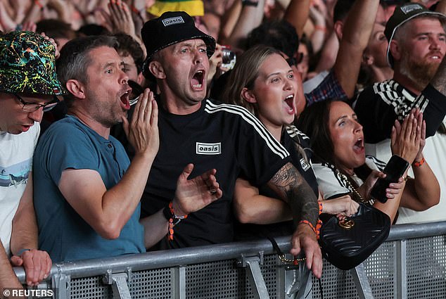 And as history was made with Noel Gallagher , 58, and brother Liam , 52, appearing on stage together for the first time in over a decade, fans couldn't contain their love and excitement