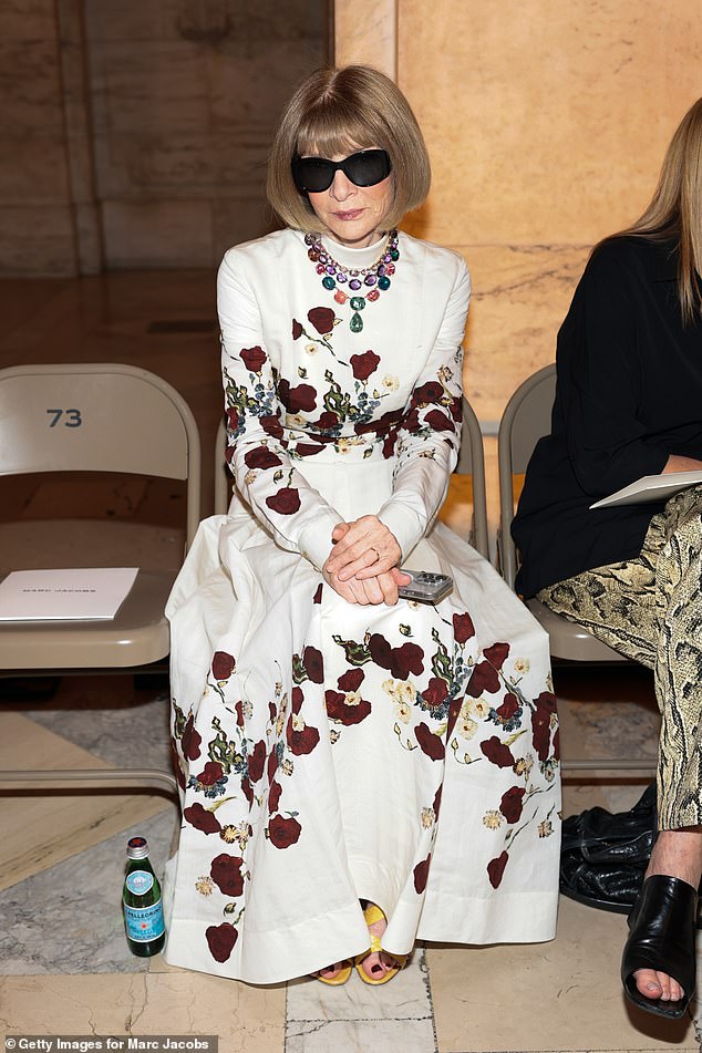 Last month Dame Anna Wintour announced she was stepping down as Vogue Editor-in-Chief after 37 years in the role but remains in control of global operations (pictured at he Marc Jacobs 2026 Runway Show)