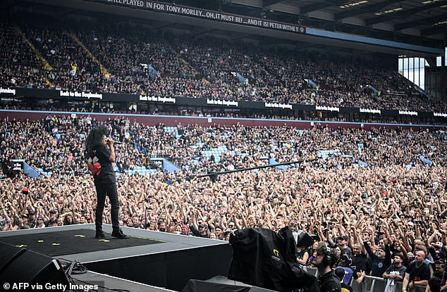 Ozzy is performing at his final ever live show on Saturday night amid his ailing health and the show features performances from other major bands, including Anthrax (pictured at the gig)