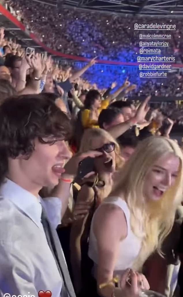 And among the 75,000 cheering fans gathered at Cardiff's Principality Stadium on Friday and Saturday , were a slew of famous faces, who descended upon the Welsh capital to take in what was described as a 'monumental' weekend for British music (Anya Taylor-Joy seen)
