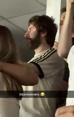 While half of the cast of The InBetweeners were also spotted in the stands, with James Buckley watching on with co-star Joe Thomas