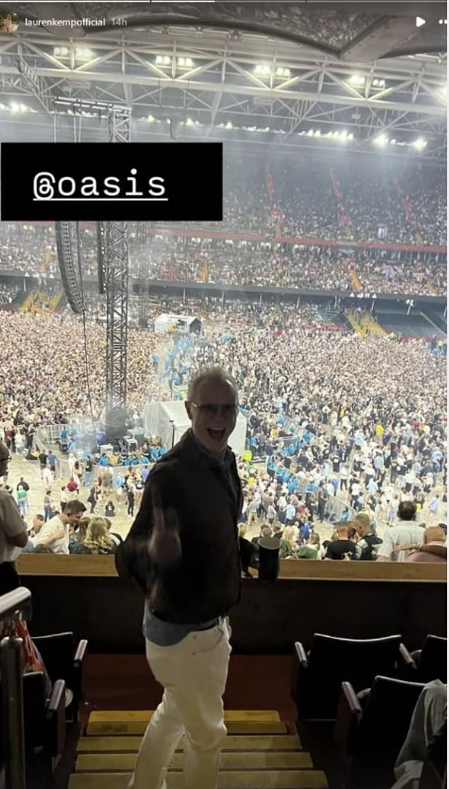 Singer Gary and his wife Lauren Kemp were also attending together, with Gary calling the gig: 'Snarling, joyful and like a football match where everyone is winning'