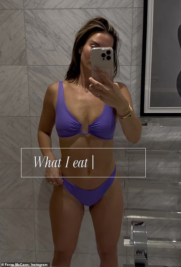It comes after Ferne showcased her sensational figure in a purple cut-out bikini back in May as she gave fans a behind-the-scenes look at what she typically eats in a day