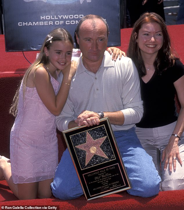 Rock star Phil Collins and Lily Collins his Walk of Fame Star Ceremony on June 16, 1988
