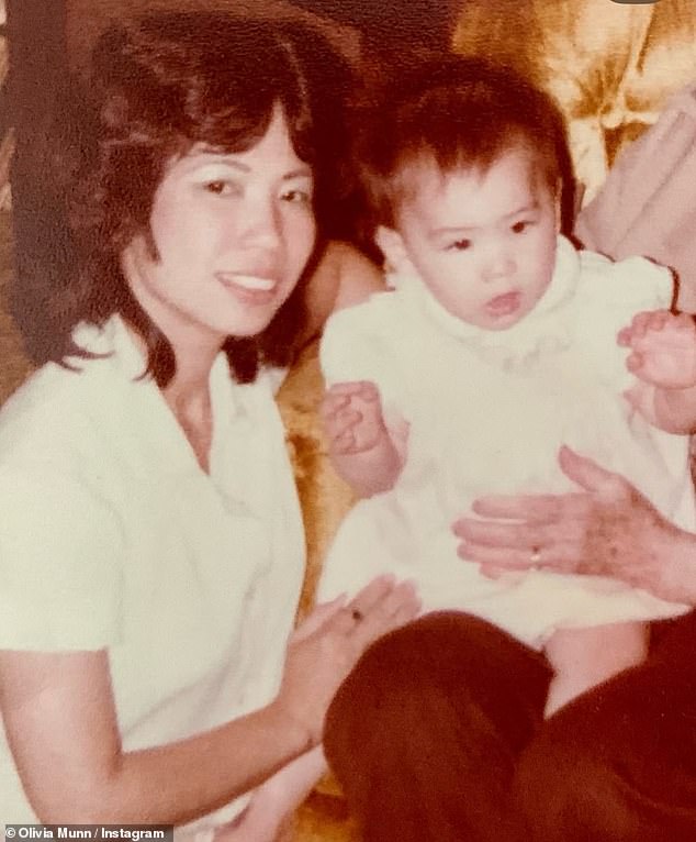 The suite of pictures concluded with a throwback snap of Kim and baby Olivia, mirroring the shot of Kim with her infant granddaughter