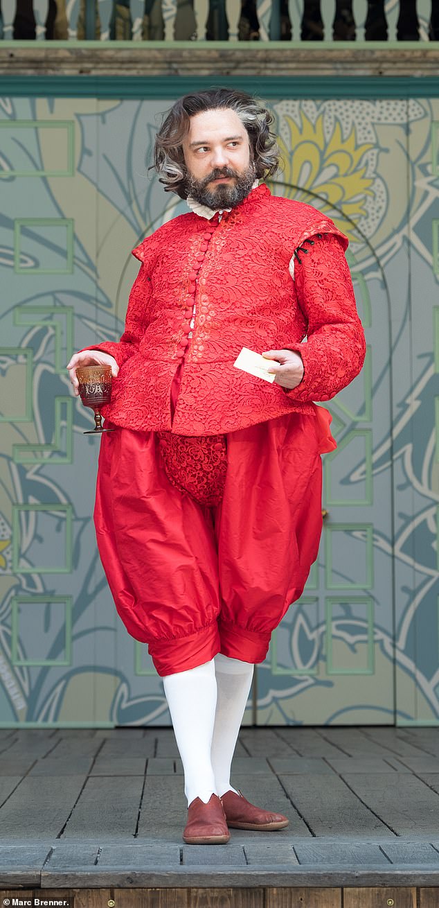 Larger than life: Director Sean Holmes gets round the problem of body shaming in Merry Wives by casting a slim actor, George Fouracres, and putting him in a fat suit
