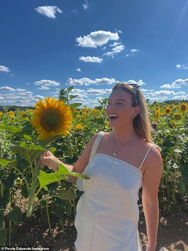 Elsewhere the couple visited a sunflower field, where Perrie looked stunning in a linen summer dress with sunglasses atop her locks