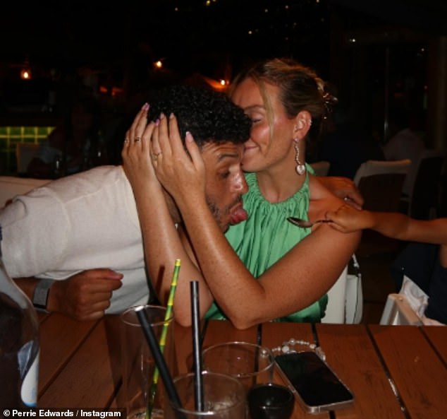 Sharing an album of fun snaps to Instagram on Friday, the star looked smitten as they acted playful with one anther while at the dinner table with their son Axel, three