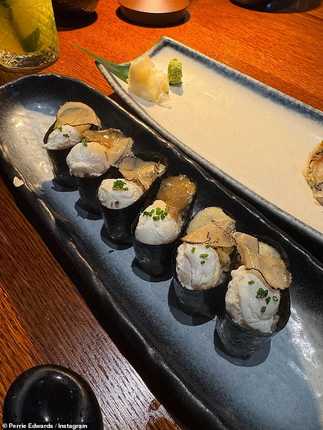 The couple enjoyed dinner together at a sushi restaurant
