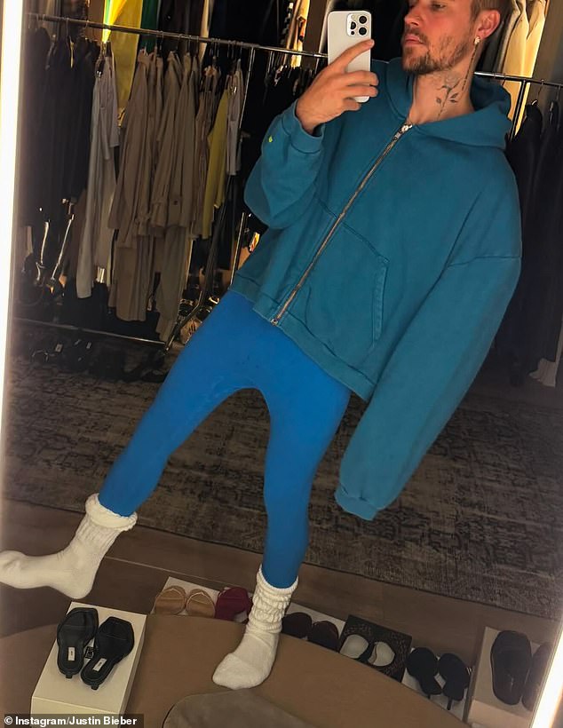Bieber seen modeling SKYLRKs 'Zip Hoodie' in June